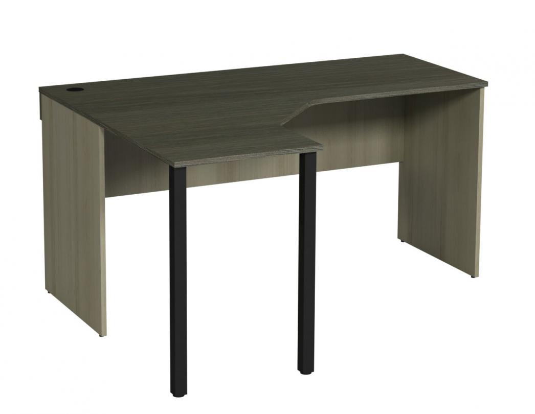 Стіл кутовий (лівий), комплектуються опорами з металевої труби,з отворами для проводів офісної техніки,(АЛМАНТ),1500х1200х750мм.